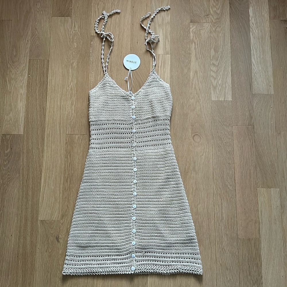 Vici Cream Crochet Mini Dress